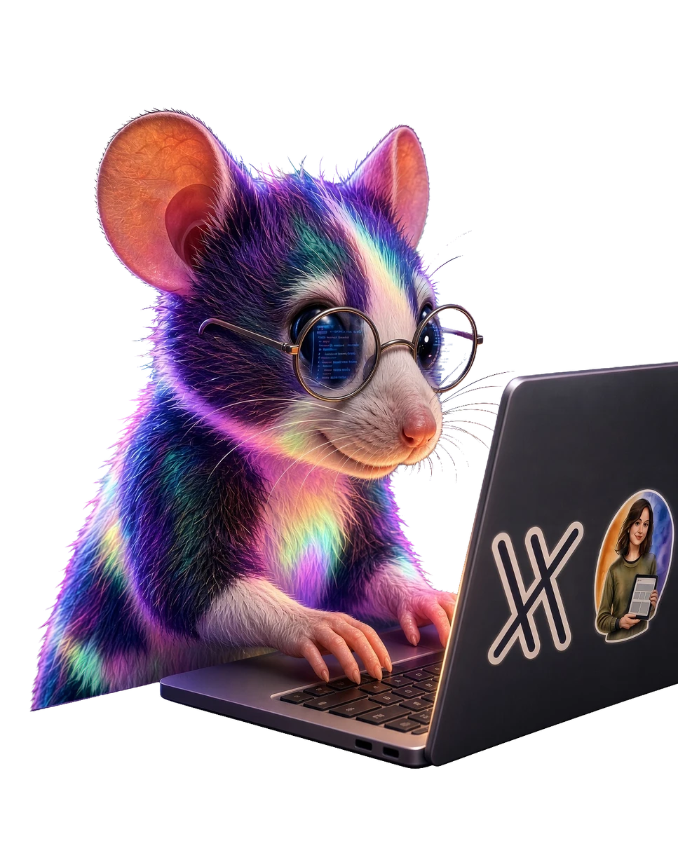 The RCMV rat working at a laptop